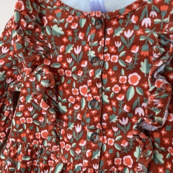 Toddler Girls Floral Ruffle Corduroy Long Sleeve Dress - Cat & Jack - Picture 2 of 7